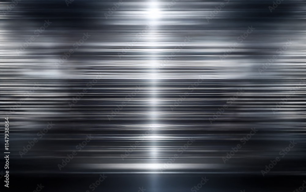 Poster a bright beam of light shines through a dark, blurred background with horizontal streaks of light.