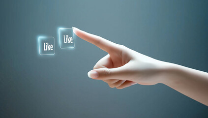 Social Media Marketing Concept – Reaching Out to Like Icons for Digital Communication and Engagement in the Modern Tech World