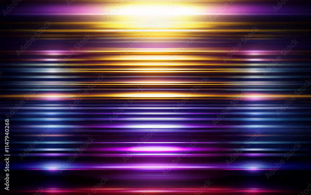 Poster abstract background with a dark blue, purple, and yellow color scheme with a variety of horizontal l