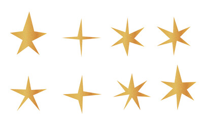 Obraz premium Star set, gold glitter grunge star icon set