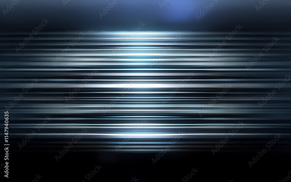 Poster Abstract background with horizontal light streaks against a dark background.