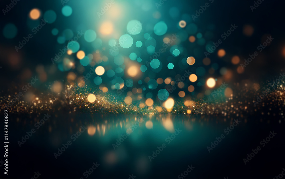 Aufkleber A dark background with a soft, shimmering glow of out-of-focus lights that create a sense of depth and movement.