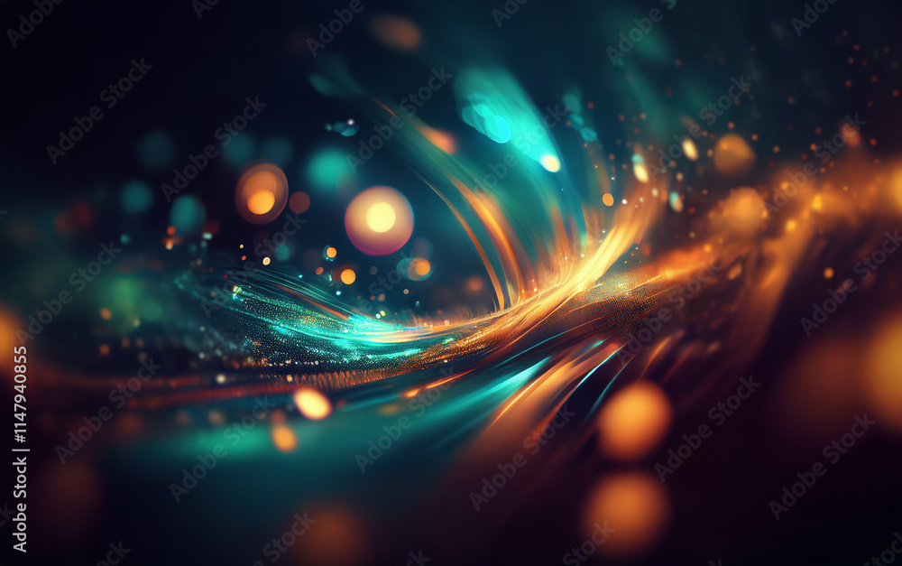 Poster Abstract digital art with vibrant colors and swirling lines, creating a sense of energy and motion.