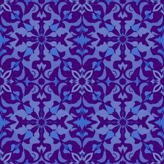 Royal Purple Damask Seamless Pattern 