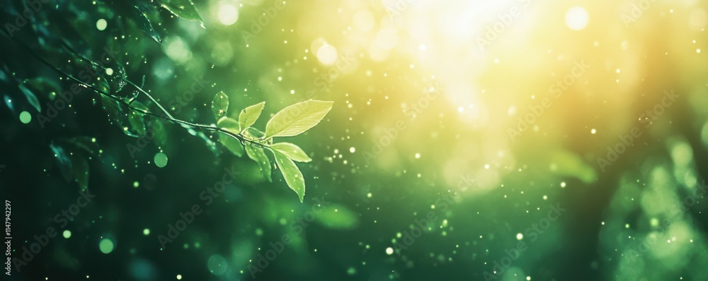Poster green bokeh flare light effect for overlay and screen layers