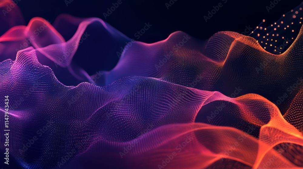 Poster vibrant waves of color and light create an abstract representation of digital energy in motion durin