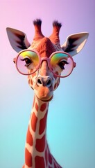 Giraffe in Sunglasses African Wildlife Charm Funny Cute and Stylish Cool Gradient Background