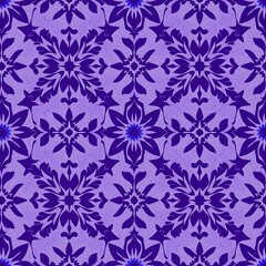 Fototapeta premium Royal Purple Damask Pattern: Elegant and sophisticated damask seamless pattern in shades of royal purple. Perfect for adding a touch of luxury to your designs. 