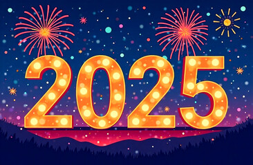 Festive New Year poster New Year 2025