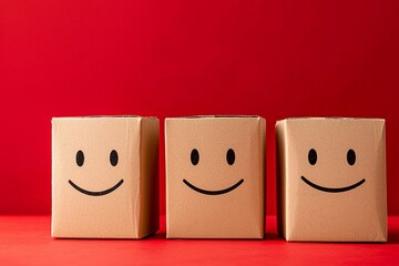 Dynamic shapes expressing feelings, vibrant red backdrop amplifying impact, concept of emotional awareness.