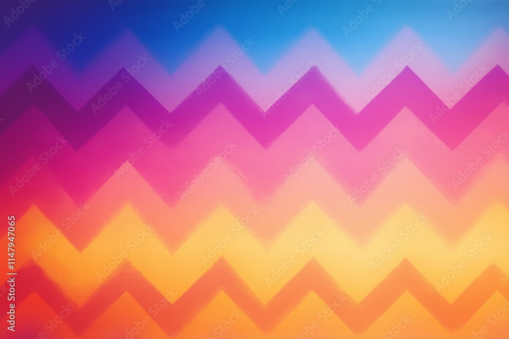 Poster a colorful zigzag pattern with orange and yellow stripes. the stripes are in different colors and ar