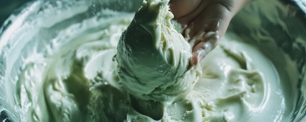 Obraz premium Green pistachio avocado ice cream
