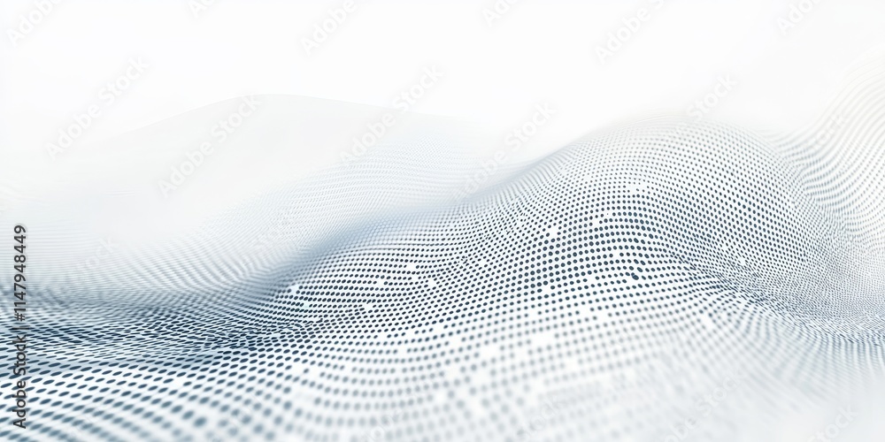 Poster digital landscape featuring abstract wave patterns creating a sense of depth and motion in a serene 
