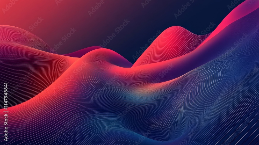 Poster abstract waves in vibrant colors create a dynamic visual experience in a digital landscape full of e