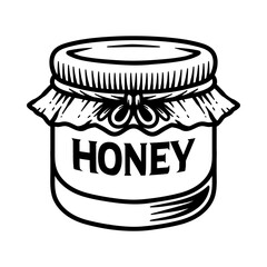jar glass of honey presents isolated drawing line art style sketch classic vintage design illustration