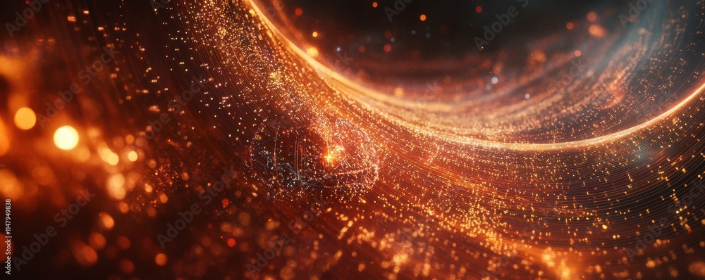 Aufkleber a hyper-realistic abstract tech background featuring illuminated fiber optics, quantum computing and