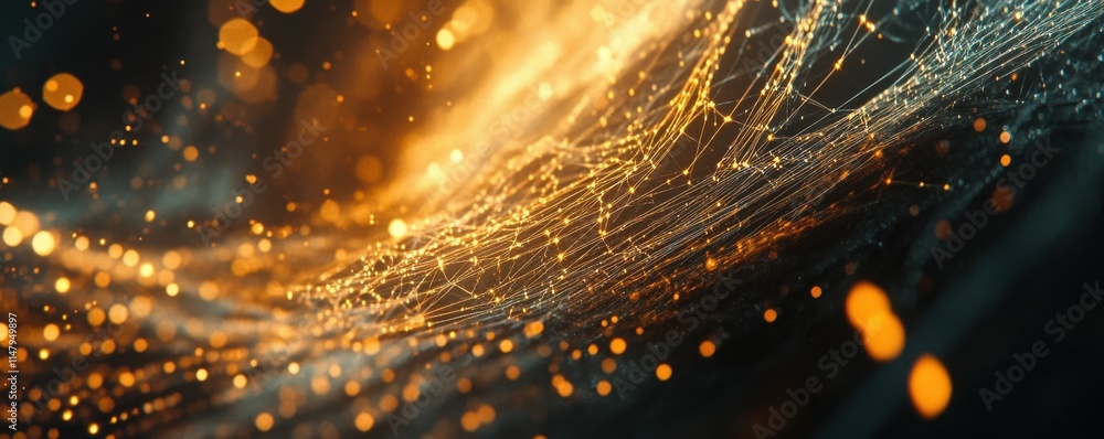 Aufkleber a hyper-realistic abstract tech background featuring illuminated fiber optics, quantum computing and