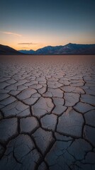 Minimalist soft focus on cracked dry soil with neutral background
