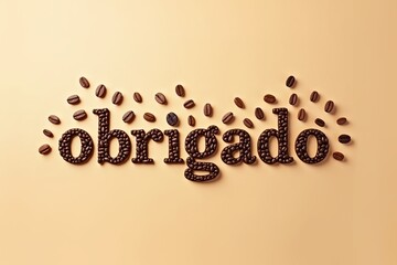 Portuguese Obrigado Message Crafted from Fresh Coffee Beans