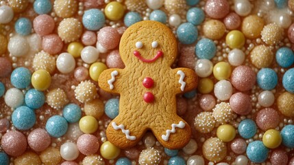 Gingerbread man cookie with candy 