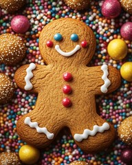 Gingerbread man cookie with candy 