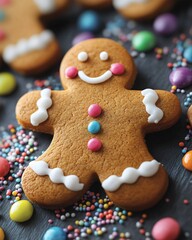 Gingerbread man cookie with candy 