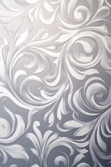Intricate abstract wallpaper featuring a swirling white and gray floral pattern, perfect for modern interior design and decoration.