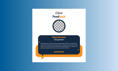 Modern Client Testimonial Design, Display for Promotional Campaigns, Blue and Yellow Template, Two.