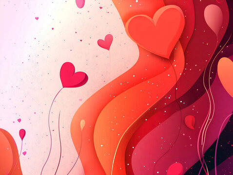 Colorful abstract design featuring hearts in various shades of red. This graphic is perfect for Valentine's Day, love-themed projects. Red elegance love theme backdrop