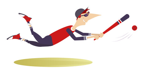 Fototapeta premium Cartoon baseball player. Cartoon baseball player. Baseball batter in game action 