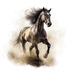 Fototapeta premium A horse is running through a sandy area