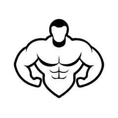 Inspired by the world of bodybuilding, this man bodybuilder silhouette logo is a tribute to strength and resilience. Whether you're sporting it on a t-shirt or using it as a print stamp