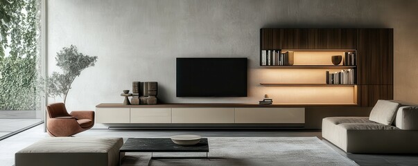 A modern living room with minimalist decor