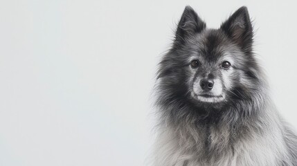 Obraz premium Adorable Grey Dog Sitting Against Simple White Background