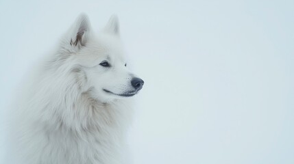 Majestic White Dog in a Winter Wonderland Setting with Snow