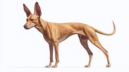 Elegant Dog Stands Proudly in Profile View on White Background
