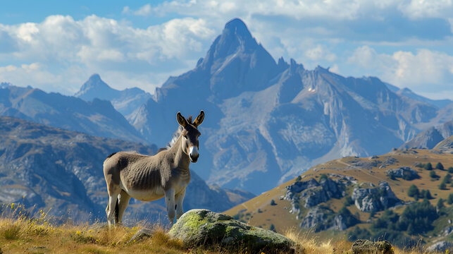 A Donkey with the pic dou mountain