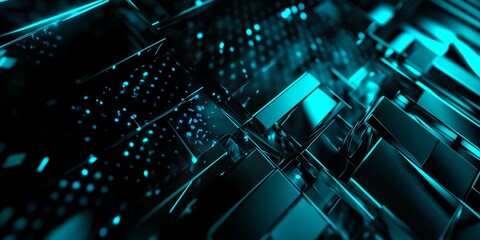 Obraz premium Abstract Composition of Glowing Blue Translucent Panels Arranged in a Dynamic Pattern Creating a Futuristic Effect
