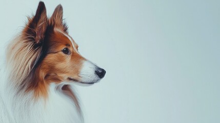 Profile of a Collie Dog Against a Soft Gradient Background