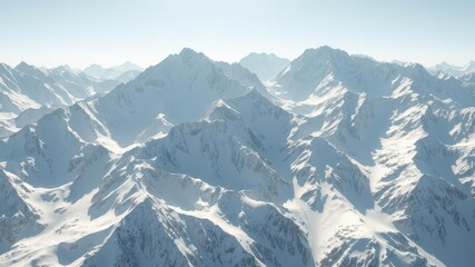 Fototapeta premium Majestic snow-capped peaks reflecting sunlight on a clear sky, wilderness, blue, winter