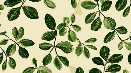 Elegant Green Botanical Watercolor Leaf Pattern Design  Background for Textile Prints