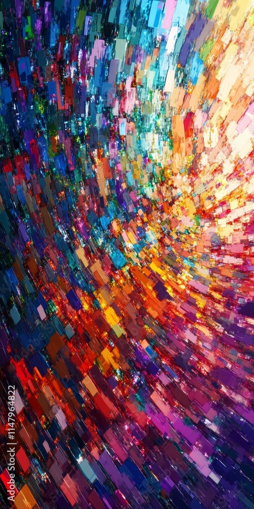 Poster a captivating abstract artwork featuring a swirl of vibrant colors and geometric shapes, creating a 