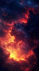 Vivid Cosmic Clouds Glowing With Fiery Hues in a Vast Galaxy During a Stellar Event