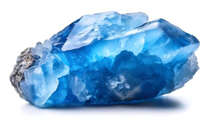 Fototapeta premium A single piece of blue rock candy is displayed on a white background