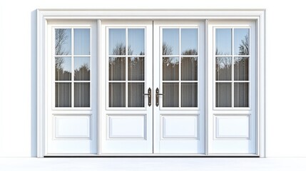 Elegant white double doors with glass panels, perfect for modern architecture designs.