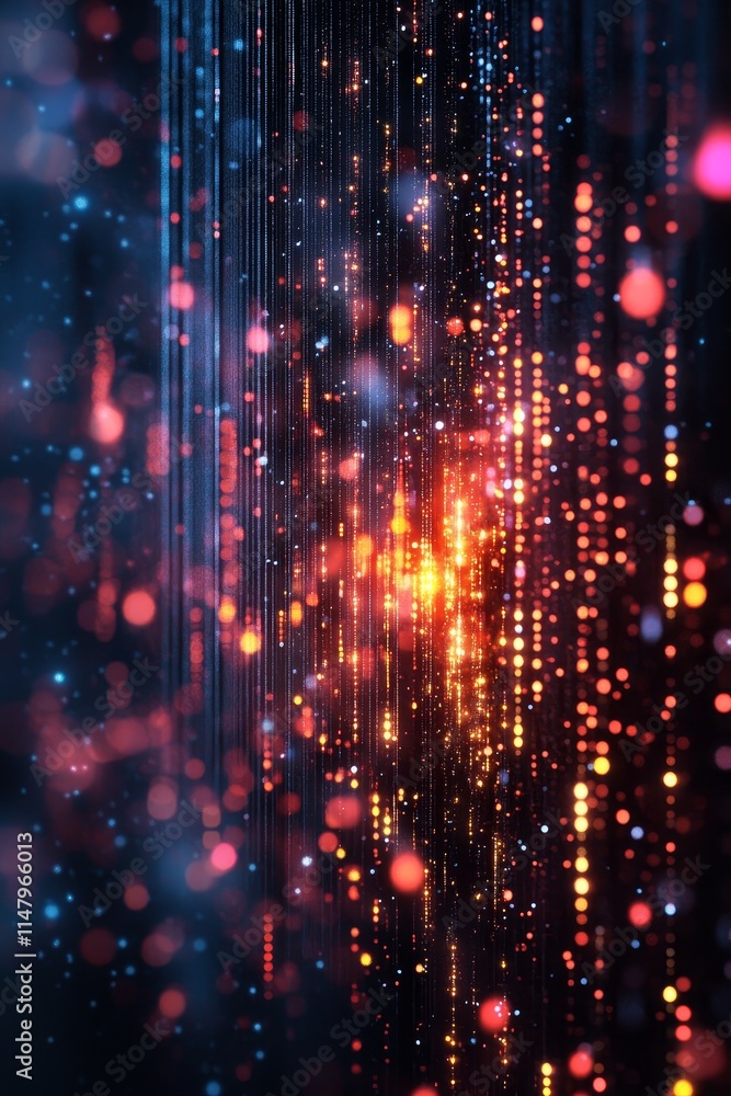 Poster colorful abstract digital background with glowing particles and lights creating a vibrant visual eff