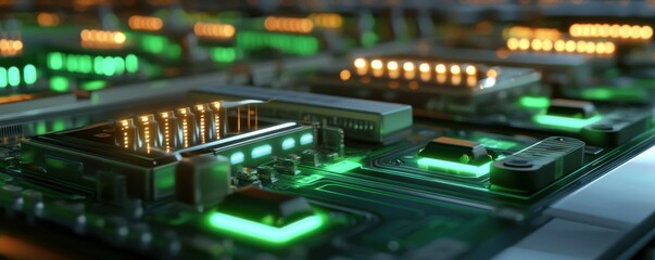 Obraz premium Conceptual Circuit Board Design for Data Transmission and Digital Processing in the Future