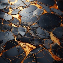 Luxury Marble with Gold and Gray Veins Pattern