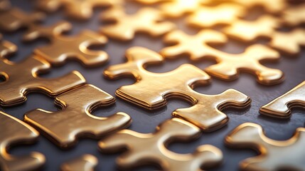 imagine prompt: minimalist gold bar puzzle pieces connecting represe