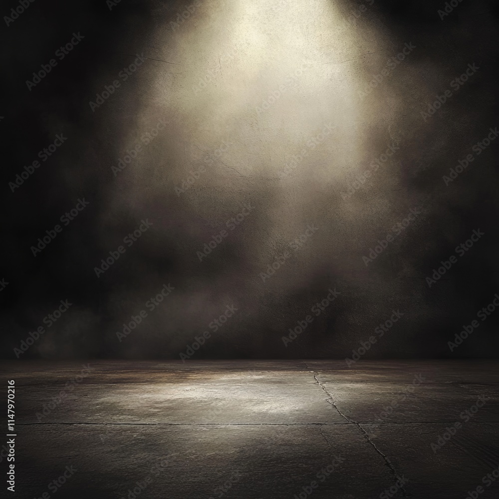 Aufkleber spotlight shines on an empty stage, creating a dramatic atmosphere for an upcoming performance in a 